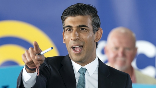 Rishi Sunak delivers a speech at Gonerby Hill Foot, Grantham, as part of his leadership campaign