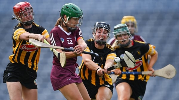 Catherine Finnerty of Galway has her shot on goal blocked down