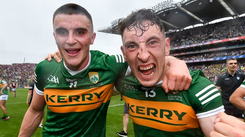 Sean O'Shea and Paudie Clifford celebrate Kerry's first All-Ireland in eight years