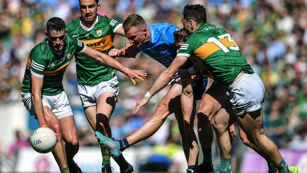 Dublin's Ciarán Kilkenny under pressure in the All-Ireland semi-final