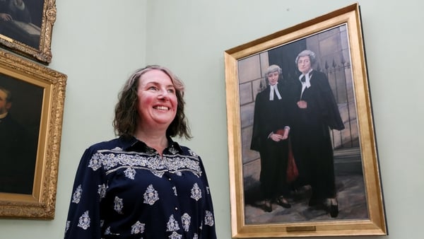 Artist Emma Stroude at the unveiling of the inaugural 'In Plain Sight' portrait of the first women called to The Bar of Ireland