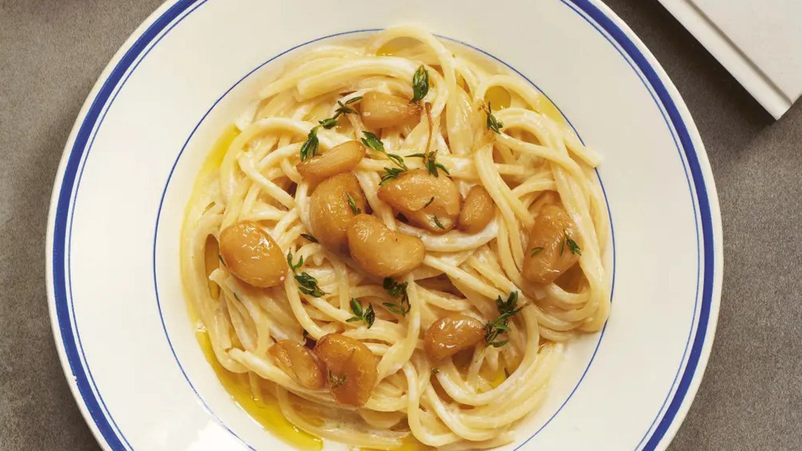Olia Hercules' pasta with confit garlic