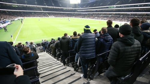 Tottenham fans in the safe standing area at Tottenham Hotspur Stadium during the Carabao Cup clash against Chelsea last January