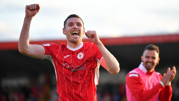 Garry Buckley celebrates victory for Sligo Rovers over Motherwell at the Showgrounds