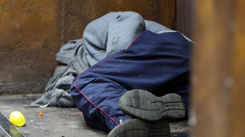 Man sleeping rough in a doorway in Temple Bar Dublin at the start of the may bank holiday (Pic: RollingNews)