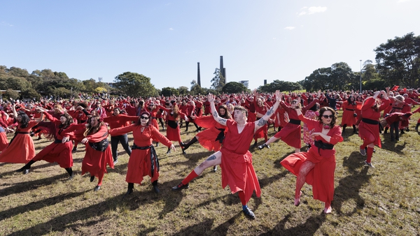 Kate Bush fans gather to dance at Sydney Park in Sydney, Australia