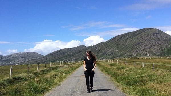 Katie Holten walking in Ireland. Photographed by Helen O'Leary, 2016.