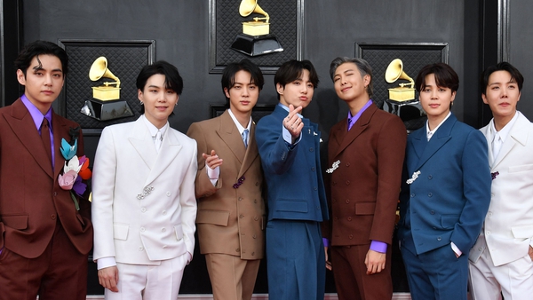 BTS (pictured at the Grammy Awards in Las Vegas in April) - The spectre of conscription has long hovered over the boyband