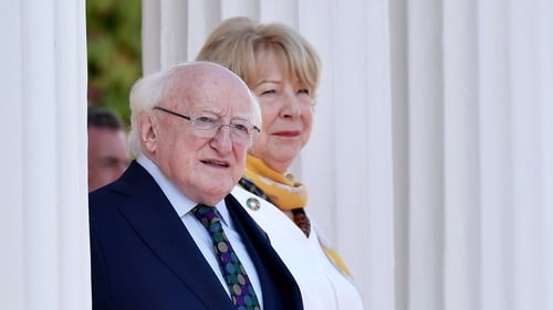 President Michael D Higgins with his wife Sabina Coyne Higgins