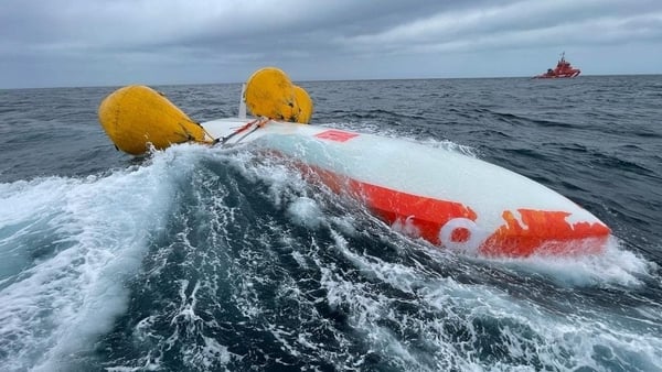 Buoyancy balloons were attached to the ship's hull to prevent it from sinking further