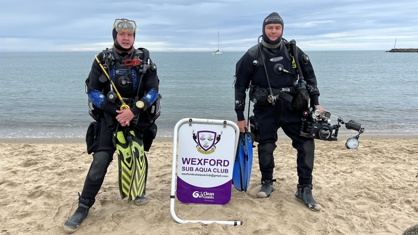 Wexford Sub Aqua Club members Emma Byrne and Ivan Donoghue on one of the club's beach clean-ups
