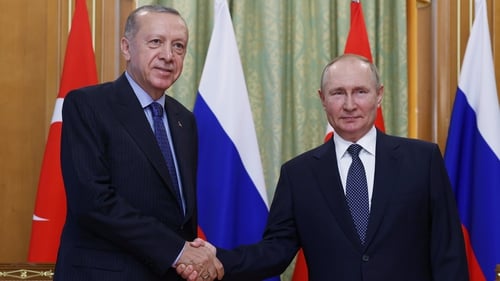 Recep Tayyip Erdogan and Vladimir Putin ahead of today's meeting