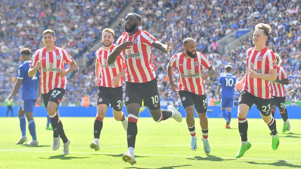 Josh Dasilva celebrates scoring Brentford's equaliser