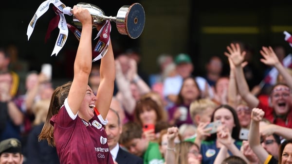Galway captain Lisa Casserly lifts the Jack McGrath Cup