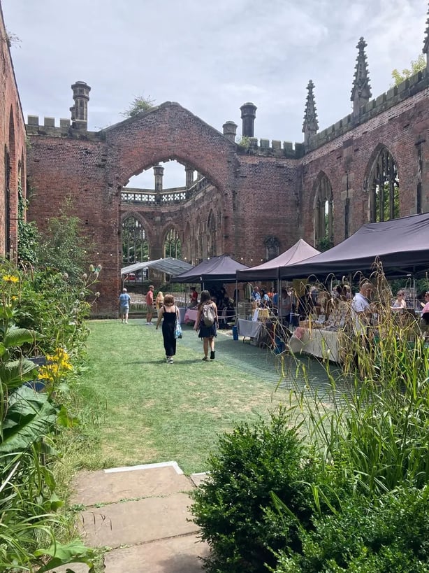 The makers' market at Liverpool's St Luke's Bombed Out Church (Abi Jackson/PA)