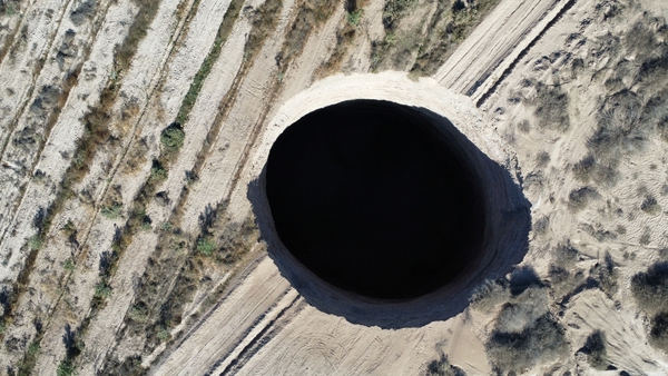 The sinkhole that appeared last week has now doubled in size