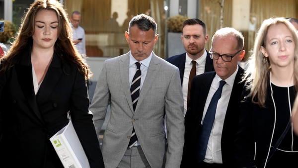 Ryan Giggs arrives at Manchester Crown Court with his legal team