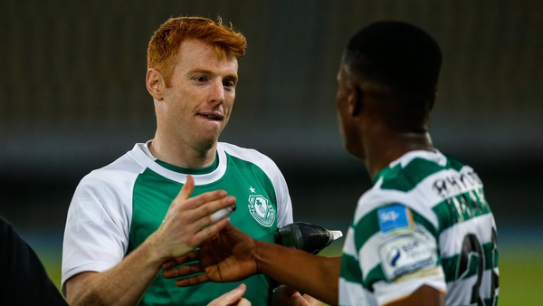 Rory Gaffney and Aidomo Emakhu were on the scoresheet for Shamrock Rovers in Skopje