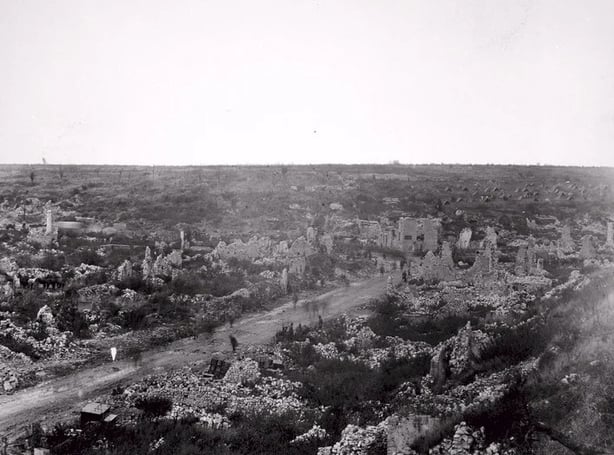 A view of the ruins of Avocourt, situated just behind the American trenches before the Allied drive of September 26, 1918. Photo: Department of Defense. Department of the Army. Office of the Chief Signal Officer. 1918., ca. 1900 - 1982