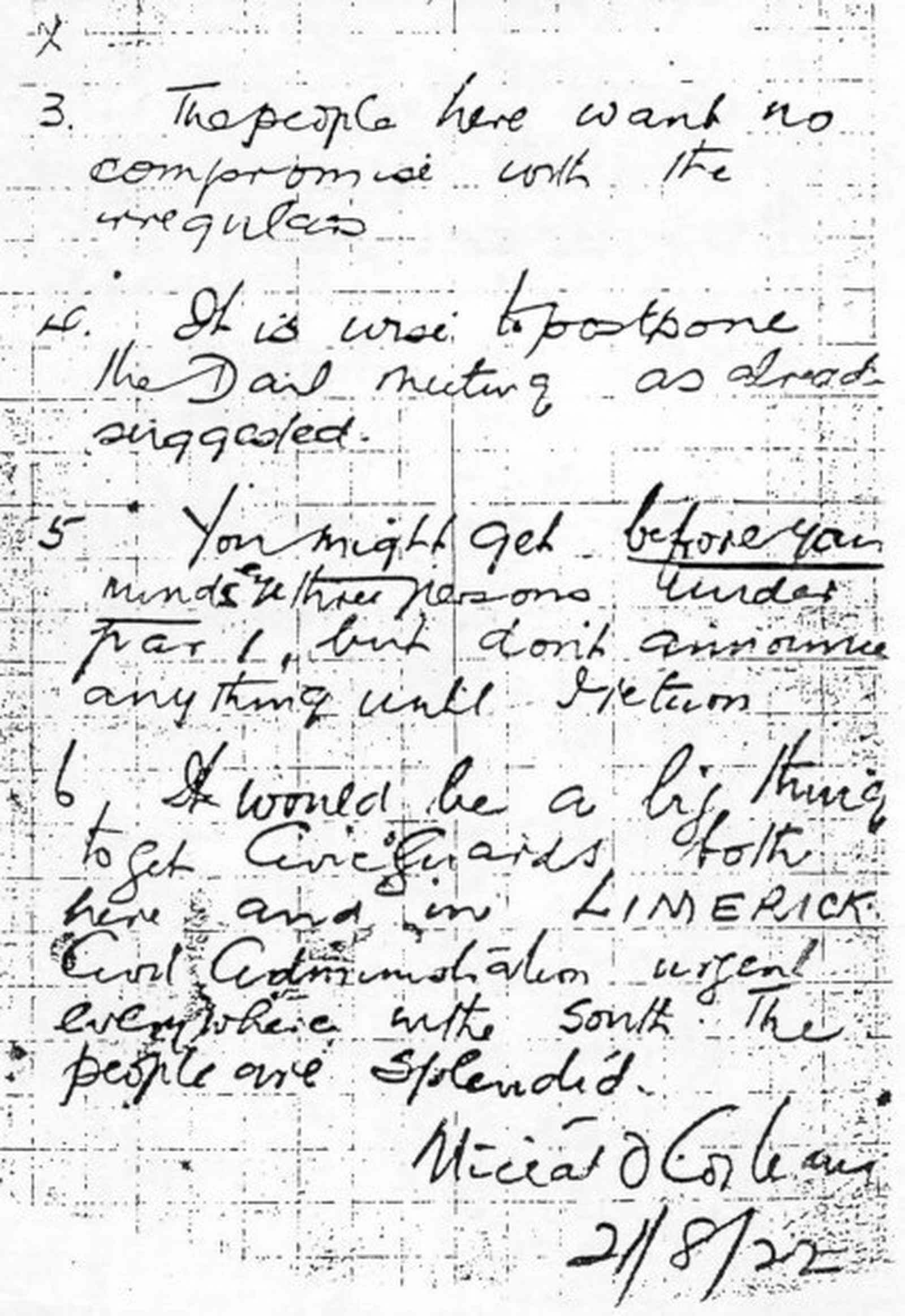 Image - Michael Collins' last ever letter gave no hint of peace feelers (Pic: Royal Irish Academy)