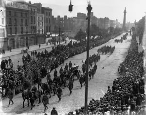 The funeral procession of Michael Collins passing through O'Connell Street, Dublin