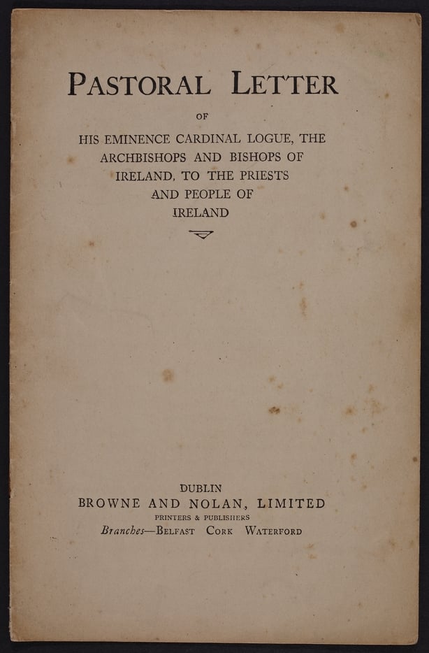 Pastoral letter from Irish bishops in 1922