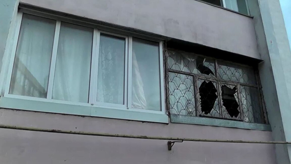 A damaged building in Novofedorivka, Crimea today