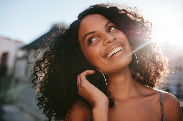 Woman with curly hair