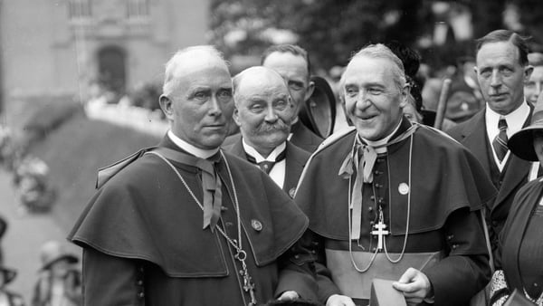 Archbishops Harty and Byrne at Blackrock College in 1929.