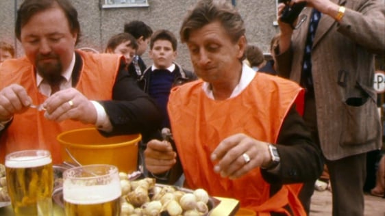 Snail eating contest in Portarlington, County Laois, 1982.