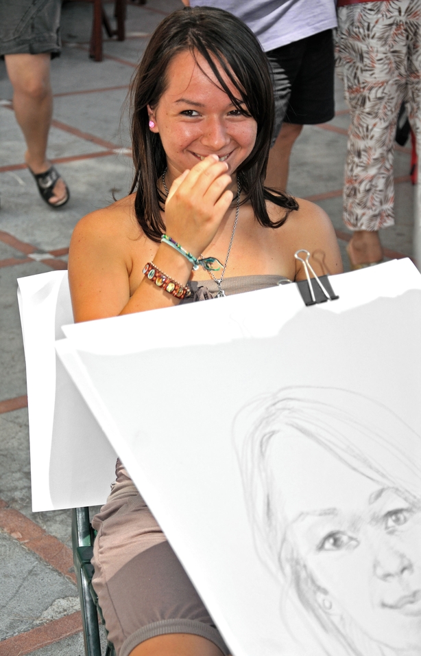 Woman being drawn