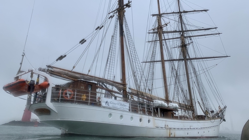 The Grace O'Malley sails into Dublin Port