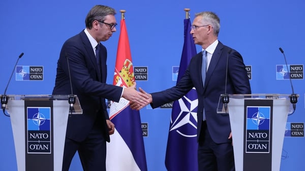 Serbian leader Aleksandar Vucic and NATO chief Jens Stoltenberg meeting today in Brussels