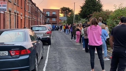 Amid the housing supply shortage, this scene posted on social media shows the queue to view a Dublin three-bed rental property (Courtesy: Conor Finn)