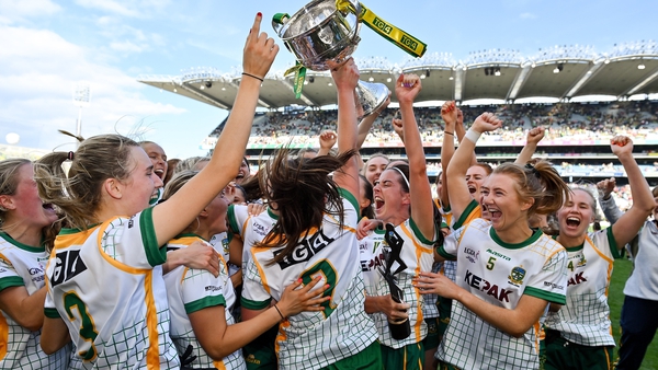 Meath players celebrate after retaining the All-Ireland senior title