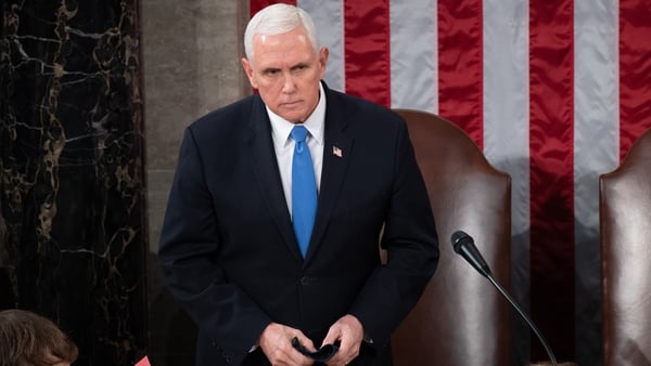 Mike Pence was presiding over a joint session of Congress to count the electoral votes when rioters stormed the capitol (File pic)