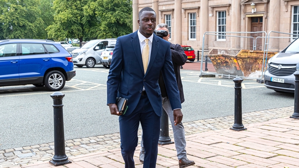 Benjamin Mendy arriving at Chester Crown Court yesterday
