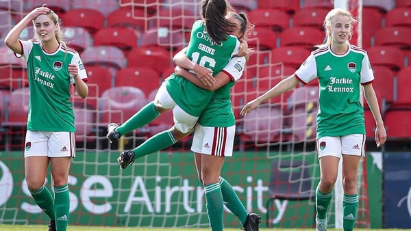 Cork City's Laura Shine celebrates her opener against Sligo Rovers