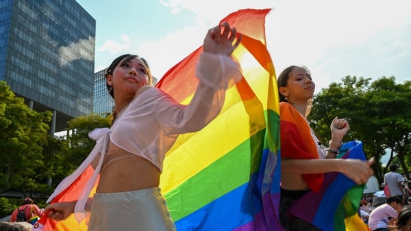 Supporters of LGBT rights at a rally in Singapore last January