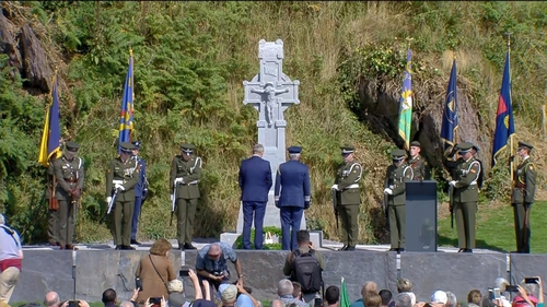 Wreaths are laid at the monument to Michael Collins