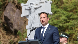 Leo Varadkar addresses the crowd at today's event in Béal na Bláth in Co Cork
