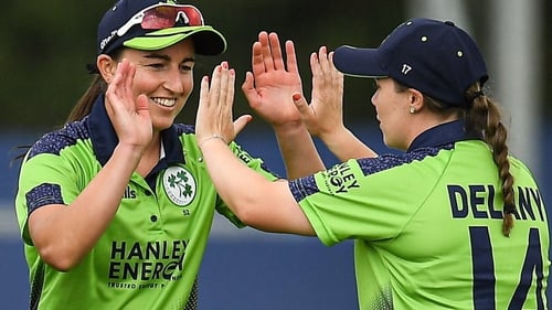 Arlene Kelly (left) took three wickets for nine runs from her seven overs