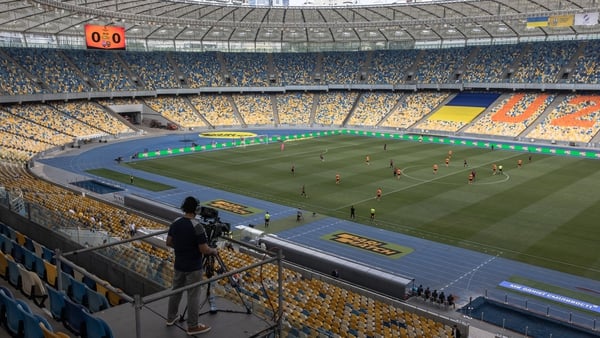 The season kicked off in the empty Olimpiyskiy stadium, in Kyiv, which can host 70,000 people in normal times