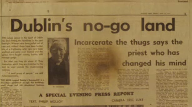 'Evening Press' headline reads 'Dublin's no-go land' (1977)
