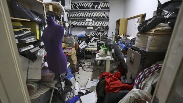Inside the office of the Union of Palestinian Women's Committees in Ramallah after it was raided by Israel forces