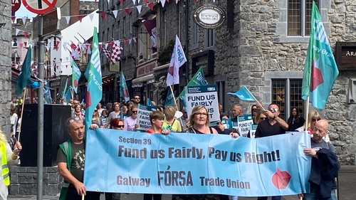 Around 200 people rallied in Galway