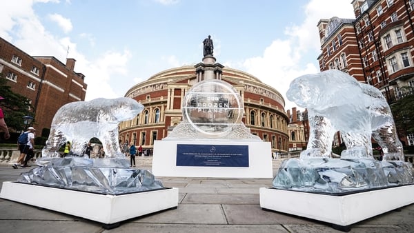 The 12 four-foot figures of emperor penguins and polar bears were installed on the steps of the Royal Albert Hall as it hosted a special Earth Prom Photos: Press Association