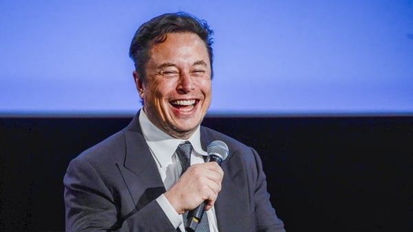 Elon Musk addresses guests at the Offshore Northern Seas 2022 (ONS) meeting in Stavanger, Norway today