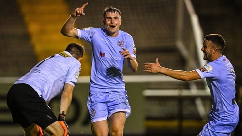 Ryan Graydon celebrates after scoring Derry City's injury-time winner