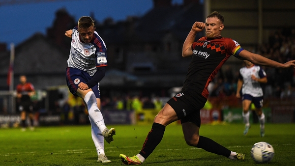 Chris Forrester scores St Patrick's Athletic's second goal just before the interval
